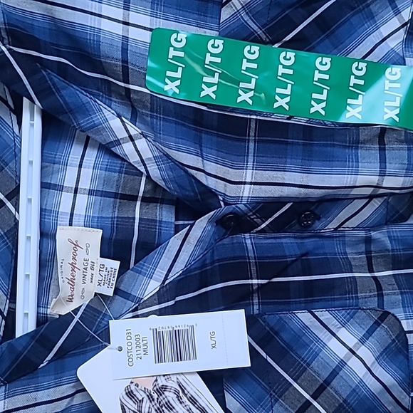 Blue Plaid v-neck high-low blouse, adjustable sleeves - Picture 5 of 5